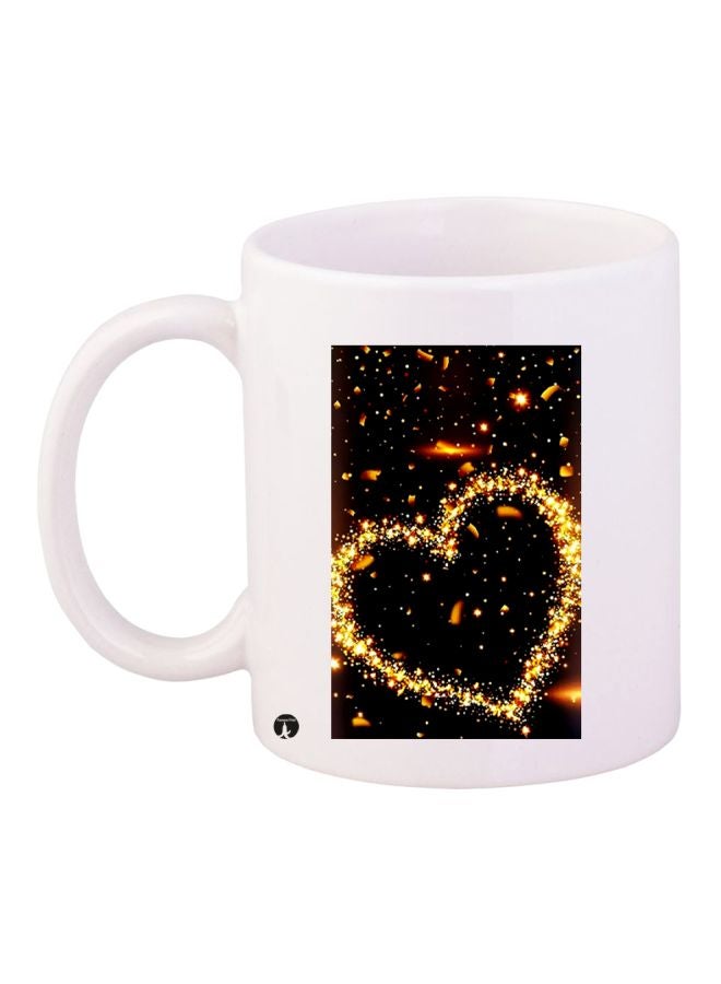 BP Heart Printed Coffee Mug White/Black/Yellow