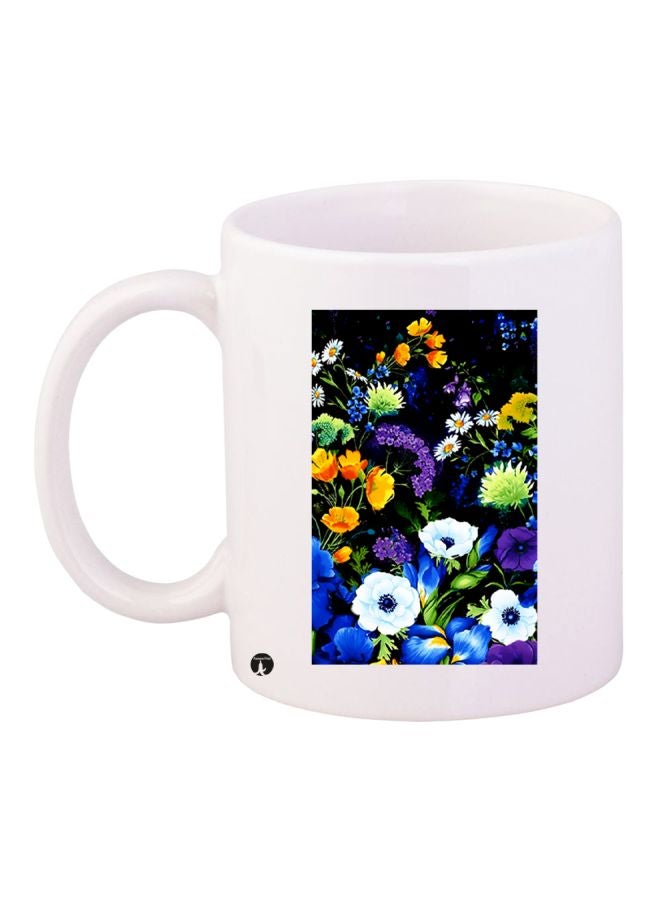 Flower Printed Coffee Mug White/Purple/Blue