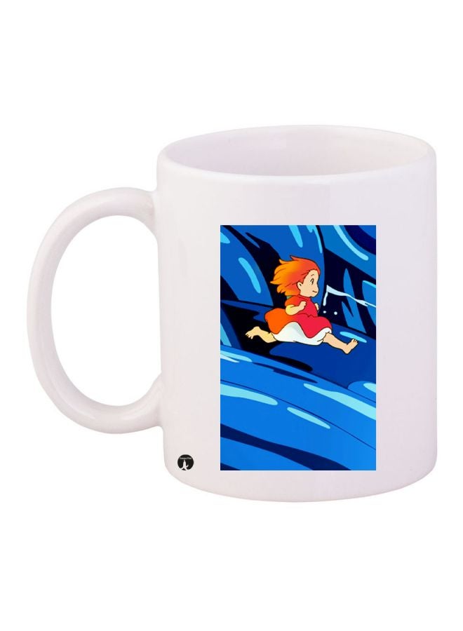 BP Cartoon Girl Printed Coffee Mug White/Blue/Red