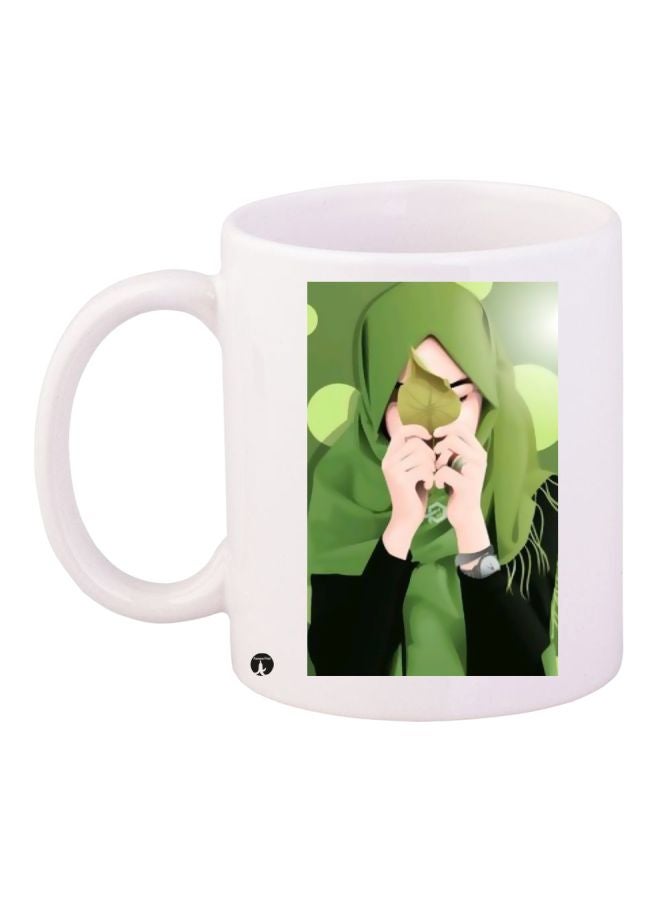 BP Animated Girl Printed Coffee Mug White/Green/Black