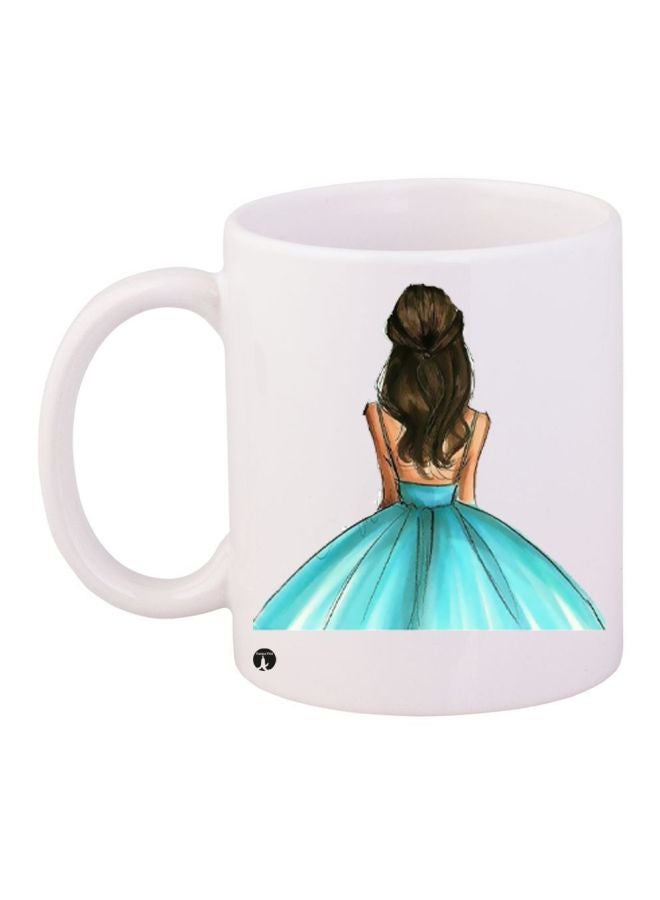 كوب قهوة مطبوع برسمة فتاة أبيض/أزرق/أسود/أصفر