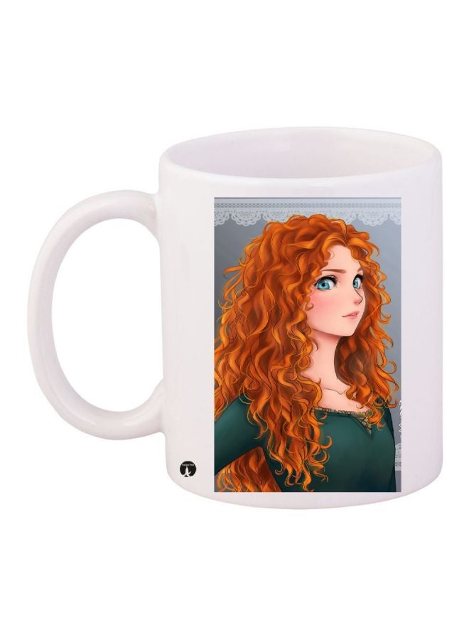 بي بي مج قهوة بطبعة رسومات كرتونية على شكل فتاة أبيض/ رمادي/ برتقالي