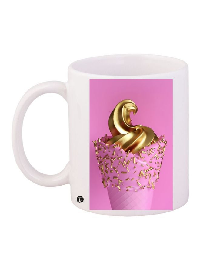 BP Ice Cream Printed Coffee Mug White/Pink/Gold
