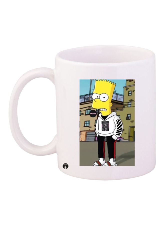 BP Cartoon Printed Coffee Mug White/Yellow/Black