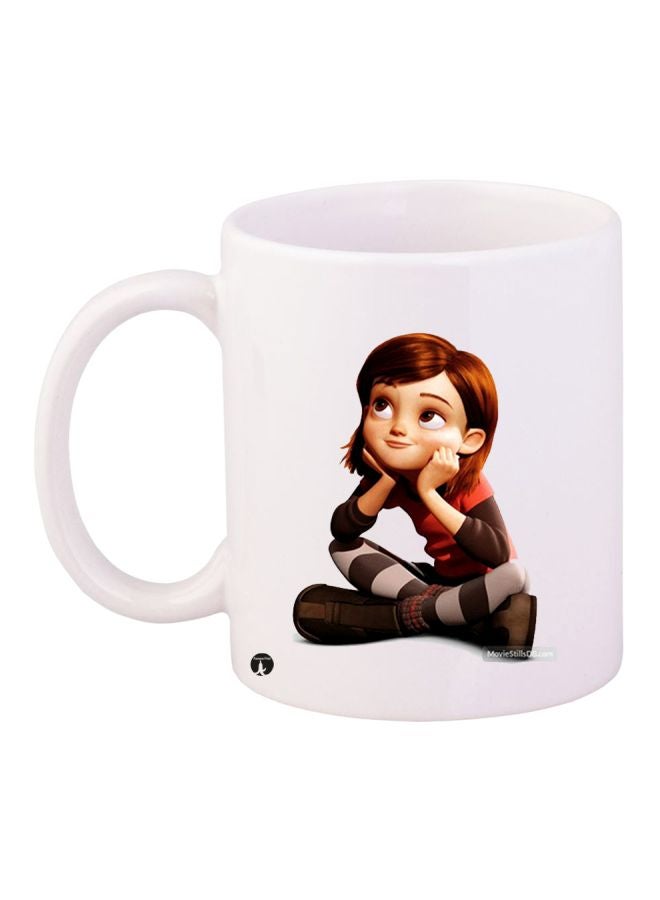 بي بي مج قهوة بطبعة رسومات كرتونية على شكل فتاة أبيض/بيج/بني