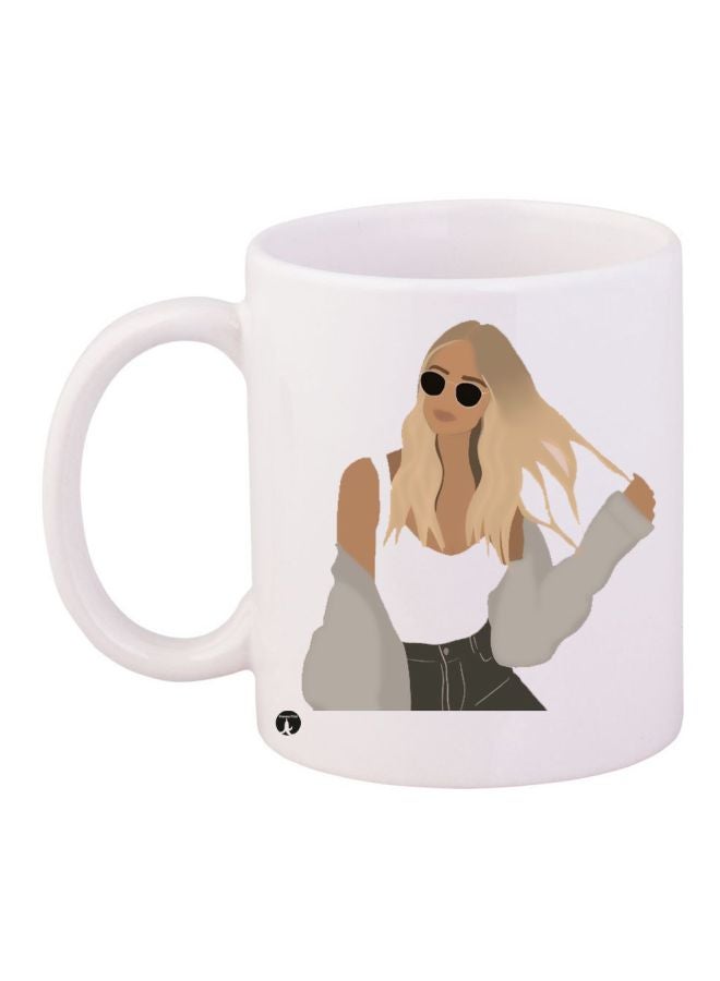 BP Fashion Girl Printed Coffee Mug White/Black/Brown
