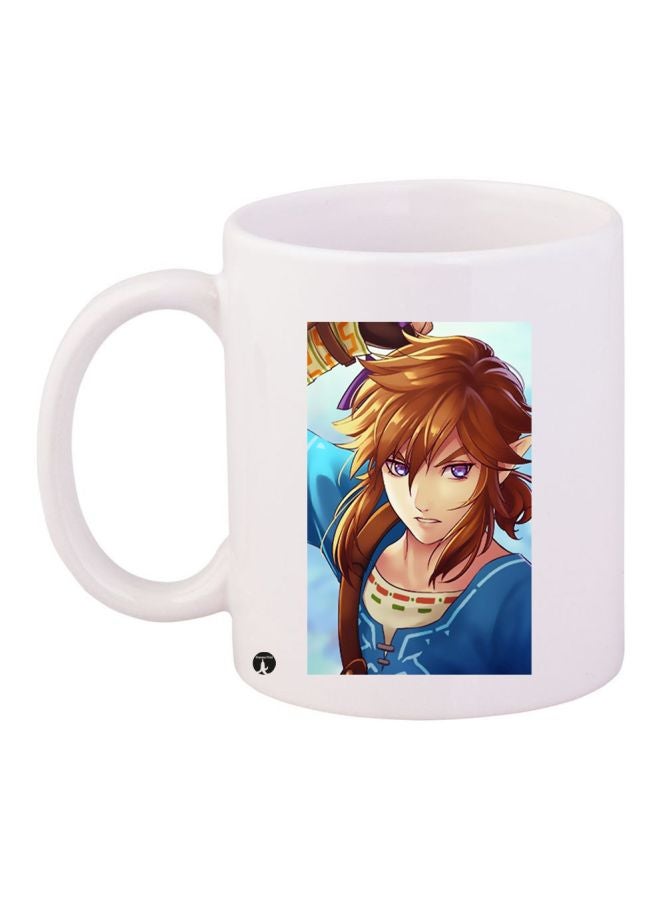 BP Cartoon Girl Printed Coffee Mug White/Blue/Brown