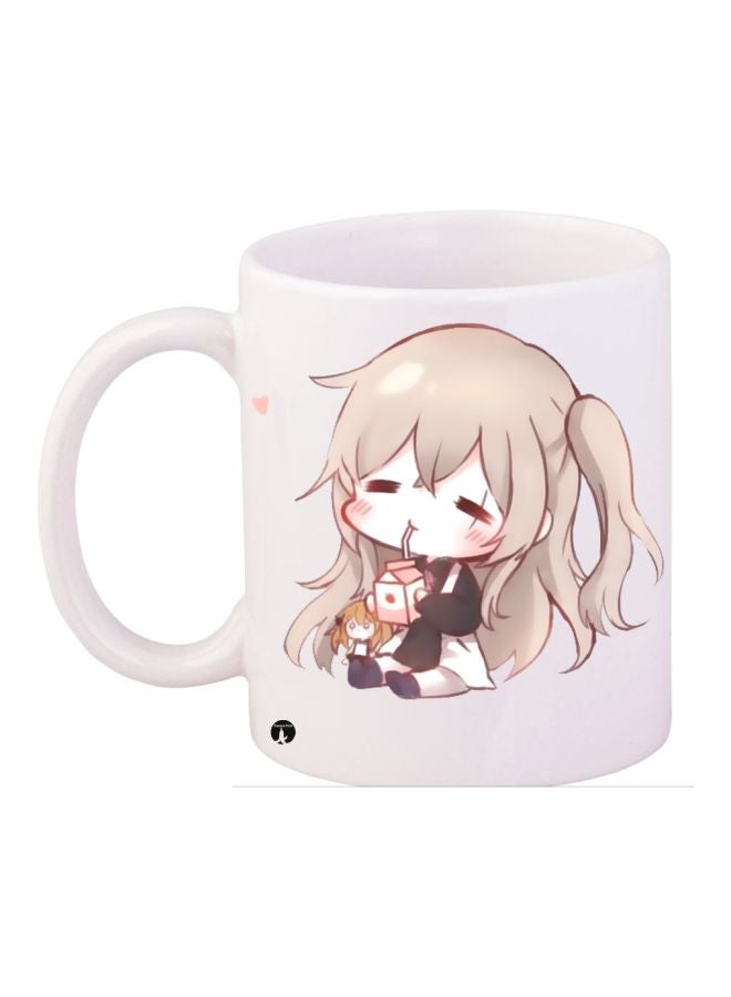 Anime Girl Printed Coffee Mug White/Grey/Blue