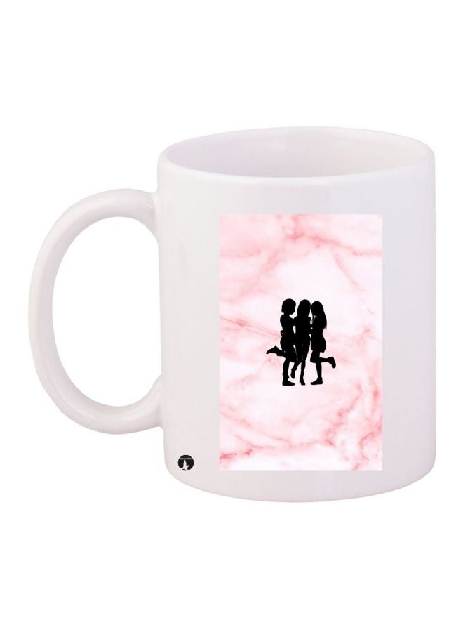 Girls Printed Coffee Mug White/Pink/Black