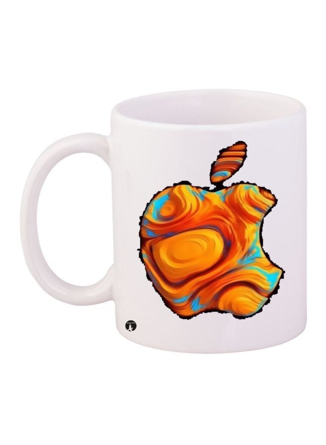 BP Apple Logo Printed Coffee Mug White/Orange/Blue