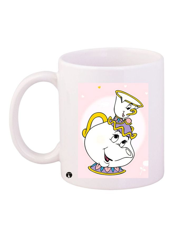 BP Cartoon Printed Coffee Mug White/Pink/Yellow