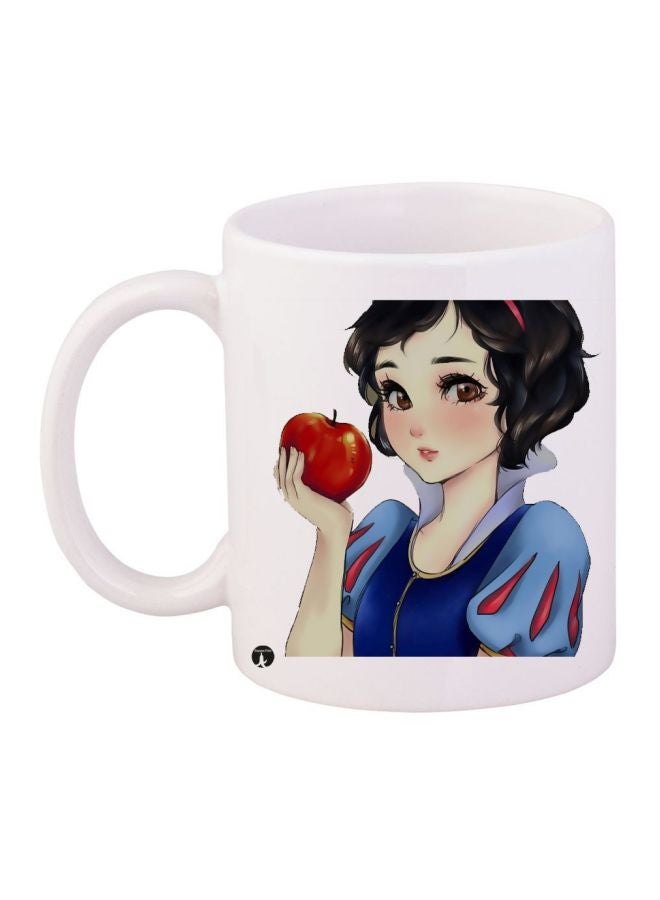 مج قهوة بطبعة رسومات كرتونية على شكل فتاة أبيض/أزرق/أسود/أصفر