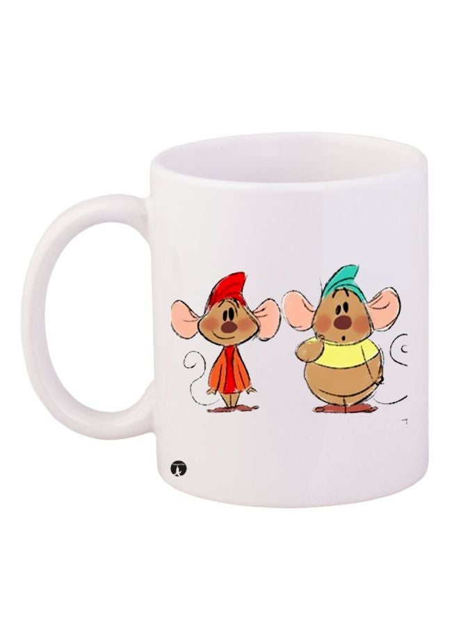 Cartoon Mouse Printed Coffee Mug White/Brown/Red