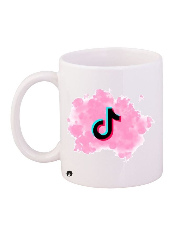 Printed Ceramic Coffee Mug White/Pink/Black