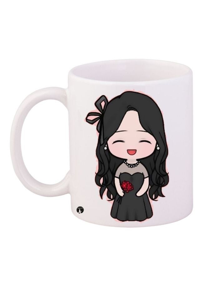 BP Cartoon Girl Printed Coffee Mug White/Black/Beige