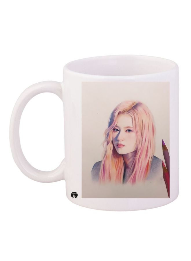 Lady Printed Coffee Mug White/Beige/Pink