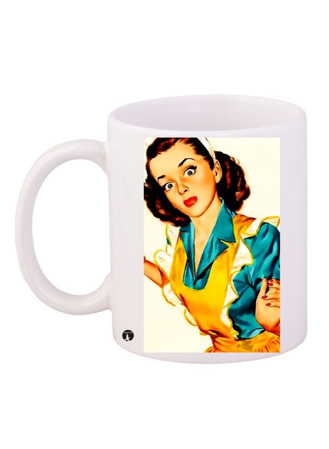 BP Girl Printed Coffee Mug White/Yellow/Blue