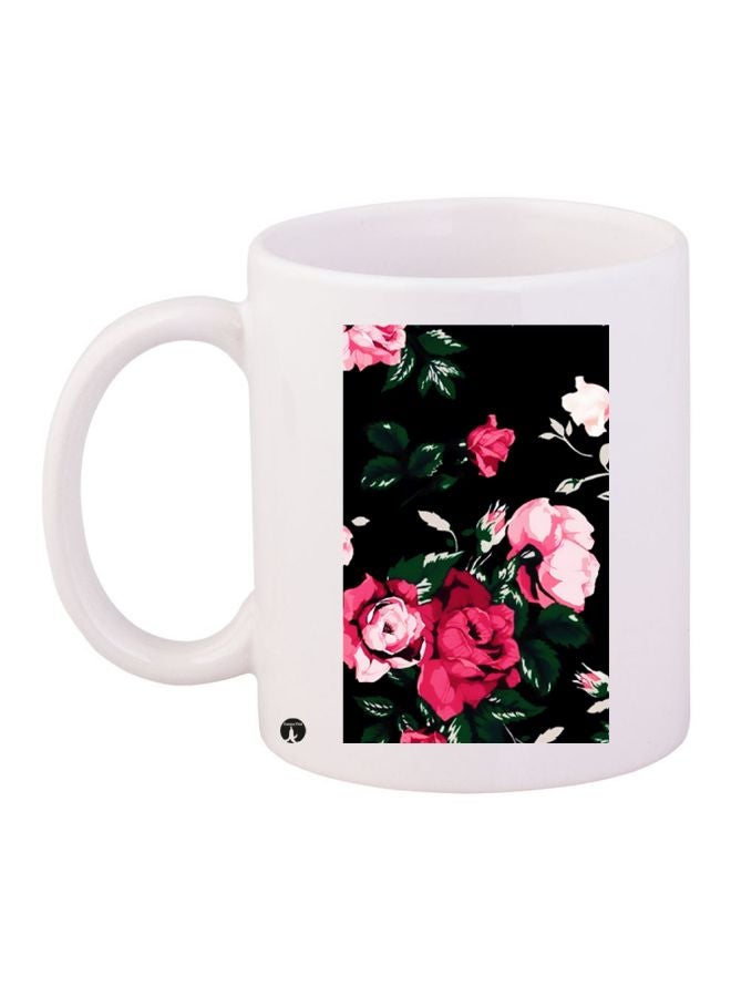 Flower Printed Coffee Mug White/Black/Pink