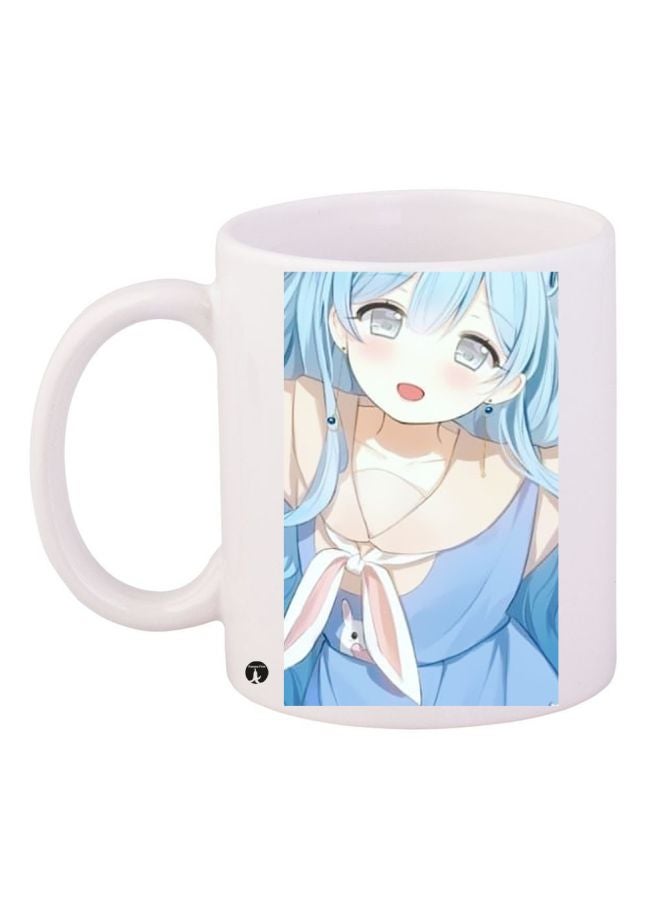 مج قهوة مطبوع عليه صورة رسوم متحركة أبيض/أزرق/بيج