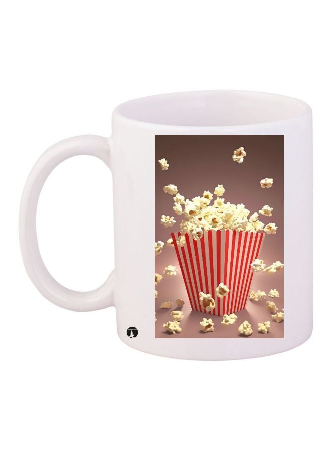 مج قهوة بطبعة فشار أبيض/بني/أحمر