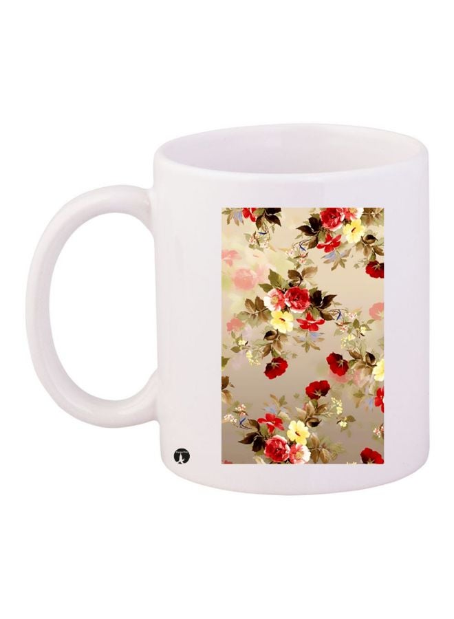 BP Flower Printed Coffee Mug White/Beige/Red