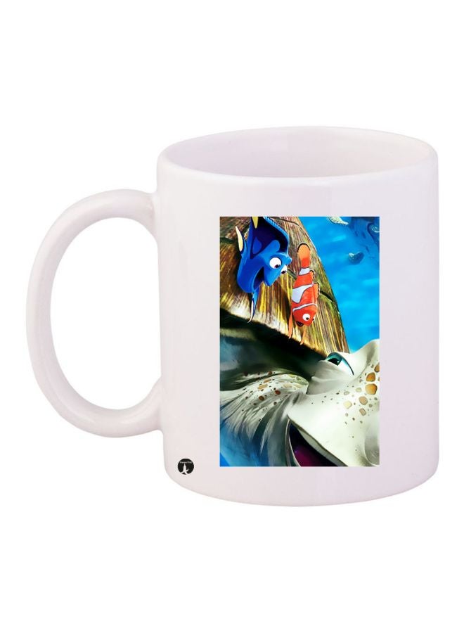 BP Cartoon Fish Printed Coffee Mug White/Blue/Orange
