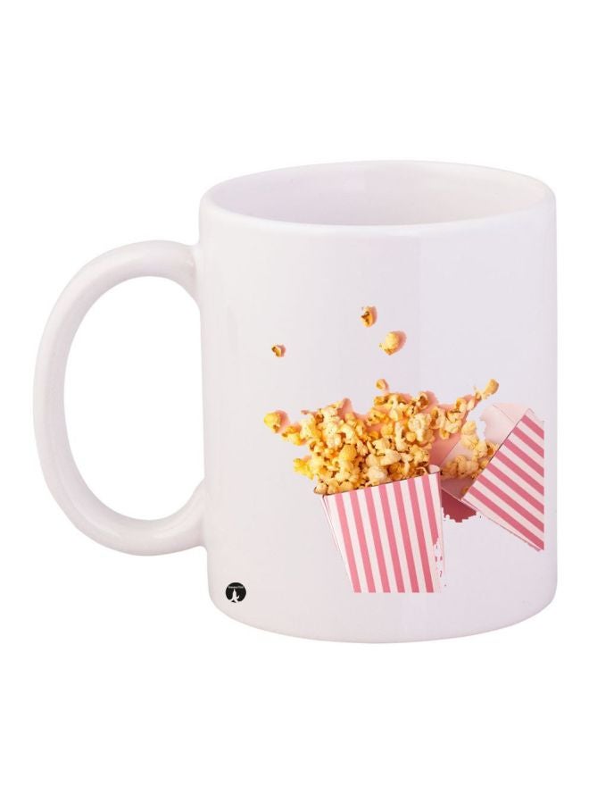 BP Popcorn Printed Coffee Mug White/Pink/Yellow