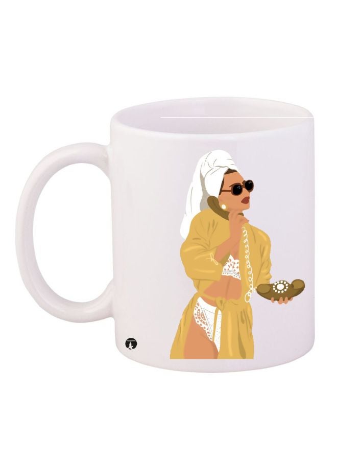 بي بي كوب قهوة مطبوع برسمة فتاة أبيض/أصفر/أسود