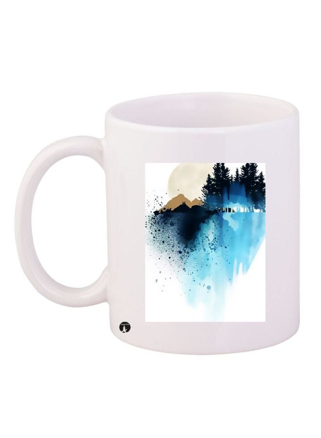 Printed Coffee Mug White/Blue/Beige