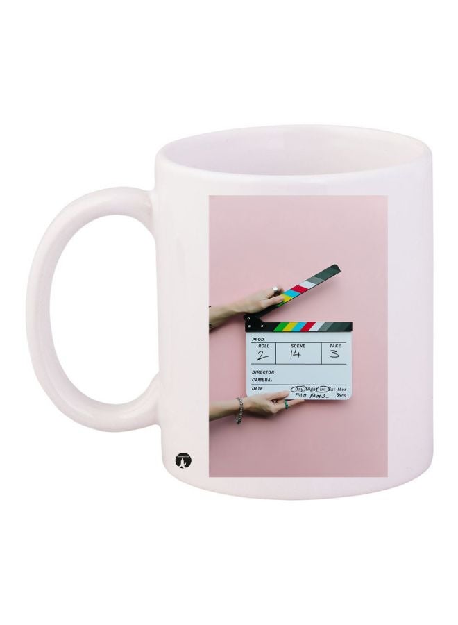 BP Clapper Board Printed Coffee Mug White/Pink/Black