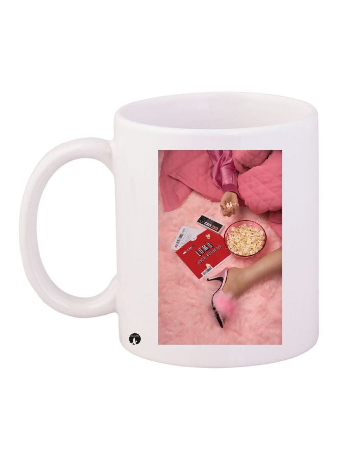 BP Popcorn Printed Coffee Mug White/Pink/Beige
