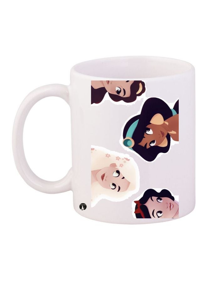 BP Cartoon Girl Printed Coffee Mug White/Brown/Beige