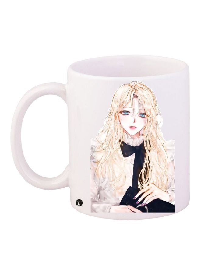 مج قهوة مطبوع عليه صورة رسوم متحركة أبيض / أسود / بني