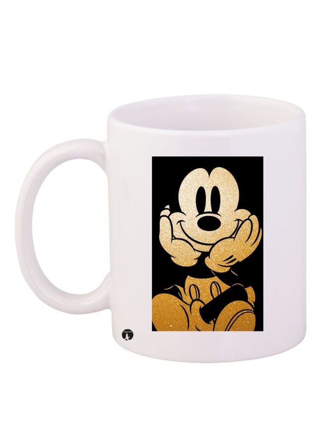 Mickey Mouse Printed Coffee Mug White/Black/Gold