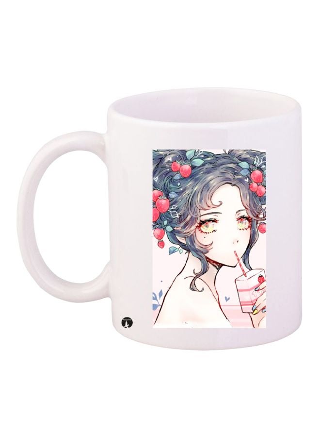 BP Anime Girl Printed Coffee Mug White/Beige/Grey