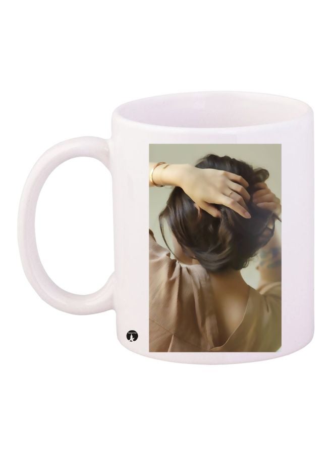 بي بي كوب قهوة مطبوع برسمة فتاة أبيض / أسود / بني