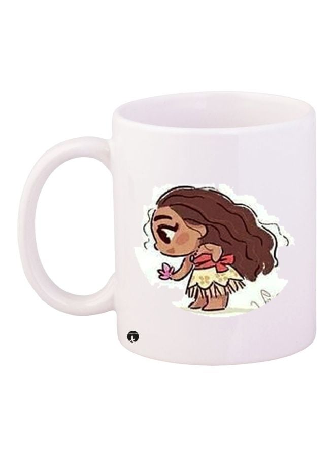 BP Cartoon Moana Printed Coffee Mug White/Brown/Pink