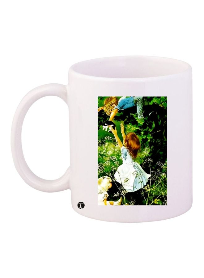 مج قهوة بطبعة أطفال صغار أبيض/أخضر/أزرق