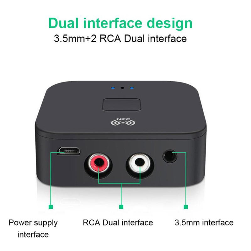 APT-X NFC CVC6.0 WB11 Bluetooth 5.0 Wireless Audio Receiver Adapter With Microphone AUX Out V7384_P Black  - Image 5