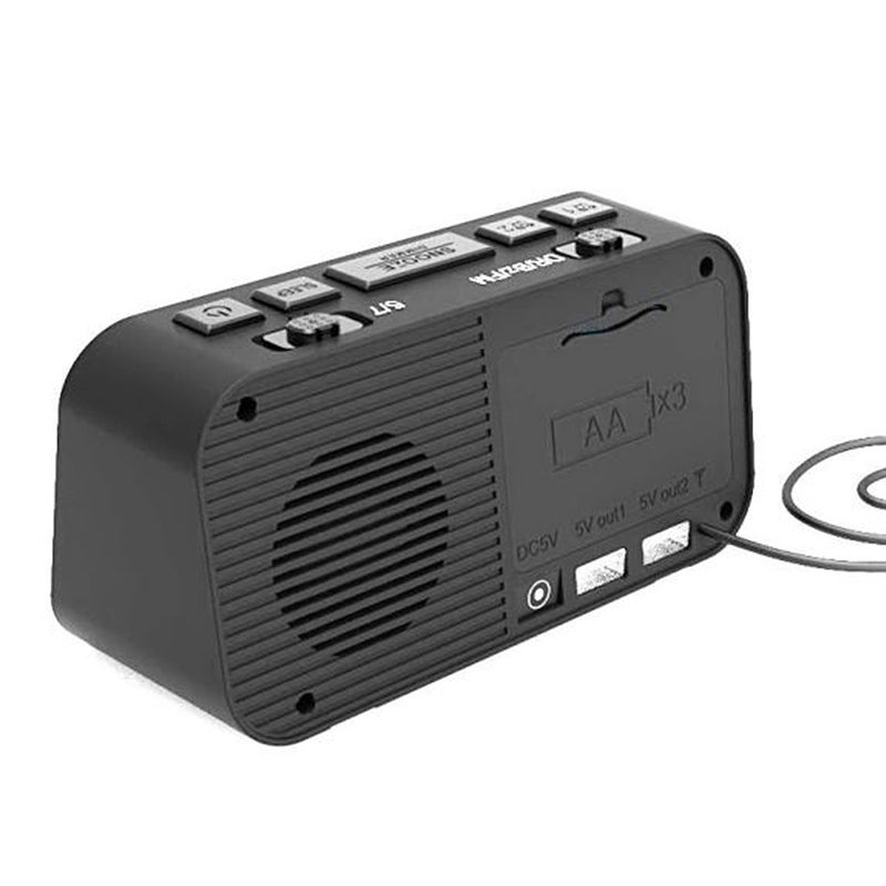 Generic - LCD Backlight Dual USB Port DAB & FM Radio Digital Alarm Clock V7381_P Black - Image 1