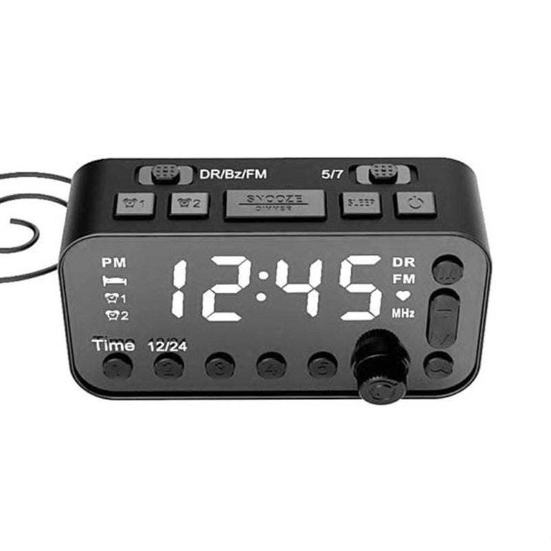 Generic - LCD Backlight Dual USB Port DAB & FM Radio Digital Alarm Clock V7381_P Black - Image 1