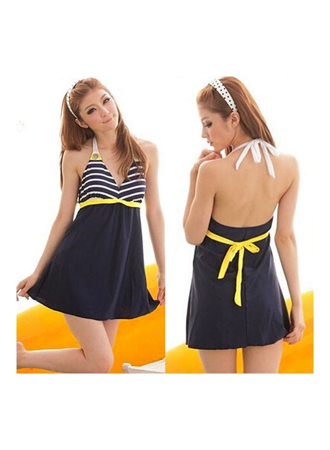 Women's Swimwear Ladies Sailor Style Skirt Beach Swimming Wear Swim Dress Navy Blue - Image 5