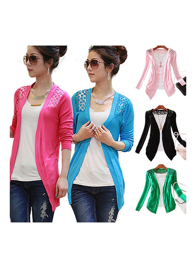 Generic Solid Knitted Cardigan Black  - Image 2