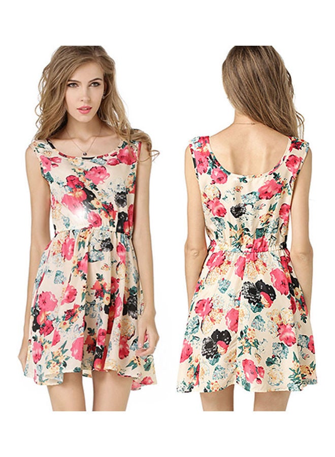 Women Summer Bohemian Floral Sleeveless Vest Printed Beach Chiffon Party Dress Black  - Image 2
