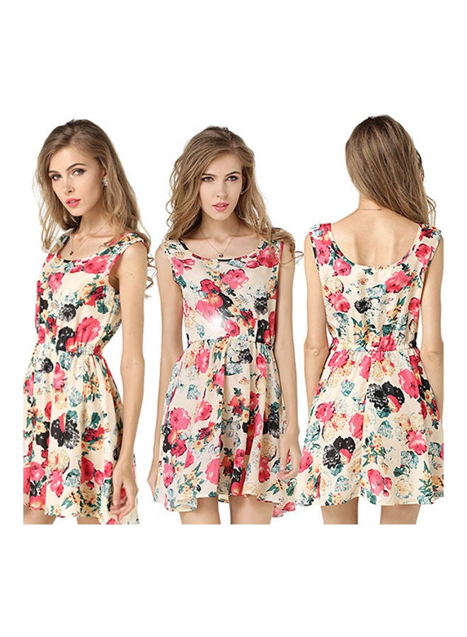 Women Summer Bohemian Floral Sleeveless Vest Printed Beach Chiffon Party Dress Black  - Image 4