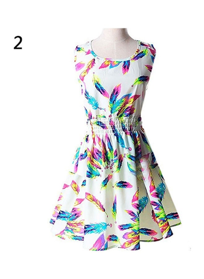 Women Summer Bohemian Floral Sleeveless Vest Printed Beach Chiffon Party Dress Orange - Image 4