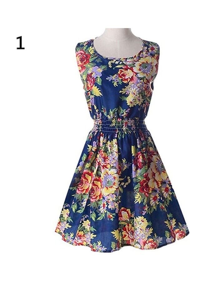 Women Summer Bohemian Floral Sleeveless Vest Printed Beach Chiffon Party Dress 16# - Image 3