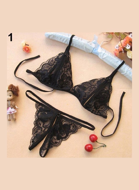 Generic Women's Transparent Lace Bra Slim G-String Fashion Underwear  Sleepwear Pink | Best Price UAE