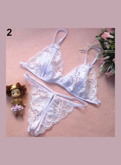 Lacy Bra And G-String Set White