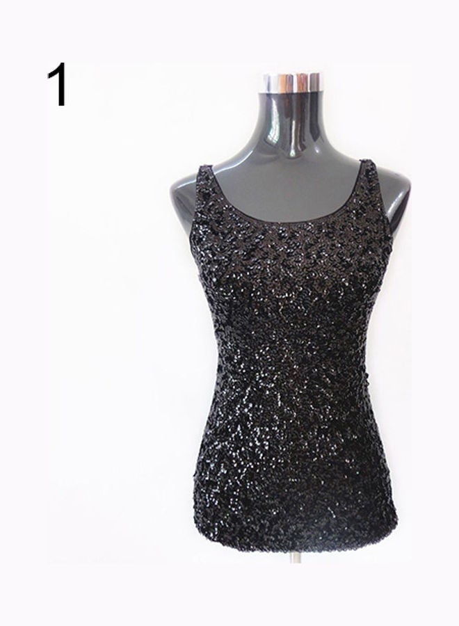 Women's Summer Tank Top Shining Bling Sequined Sleeveless Vest Casual Blouse Gold  - Image 3